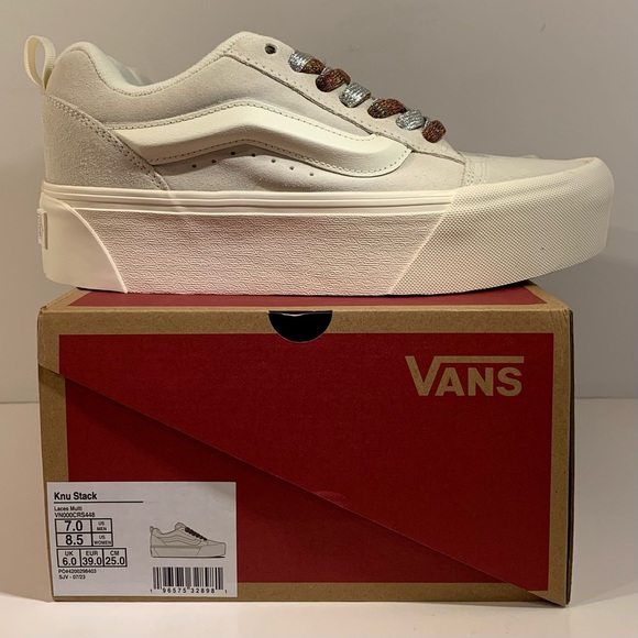 BRAND NEW] VANS KNU STACK WHITE MULTI-COLOR LACES WOMENS SHOES SIZE 8.5 SNEAKERS - Picture 2 of 10
